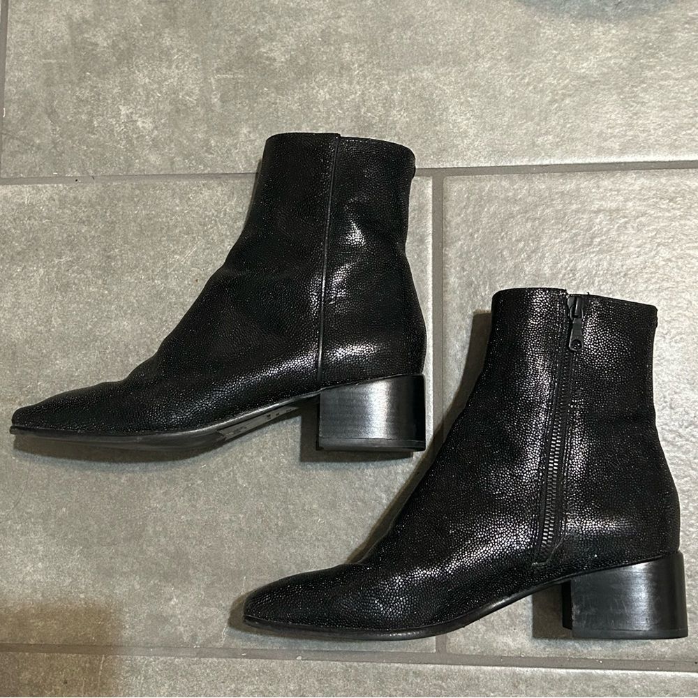 Rag & Bone Black Pebbled Leather Block Heel Mid Boots Women’s Shoe Size 6.5 - Picture 9 of 12